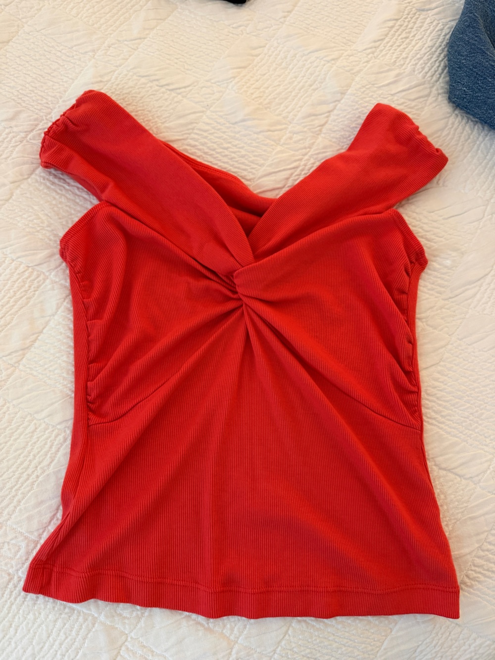 Michael Stars Bright Red Orange Twist-Front Women's Top